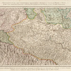 The Voivodship of Ruthenia, parts of the Voivodships of Cracow, of Sandomierz and of Belz, Poland Map, Map of Poland, Poland Print, 1772