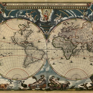 Antique World Map, Old World Map, Digital Map Print, Vintage Map, Vintage Map Print, Ancient Maps, Old Maps, Old Map Print, Antique Map