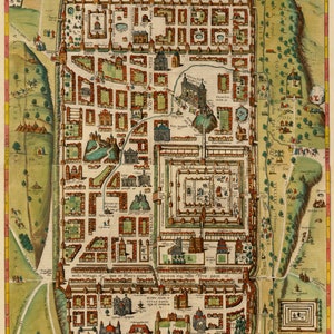 Jerusalem Map, Old Jerusalem Map, Vintage Map of Jerusalem, 1535-1590