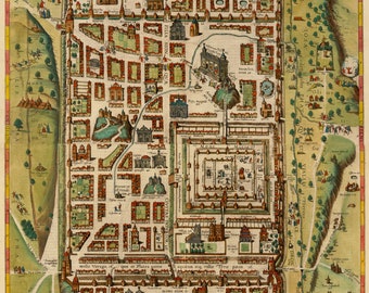 Jerusalem Map, Old Jerusalem Map, Vintage Map of Jerusalem, 1535-1590