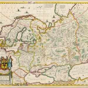 Alte Landkarte Russlands, Russland Landkarte, Alte Landkarte Russlands, Vintage Landkarte Druck, Alte Landkarte, Antike Landkarte, 1635 Karte
