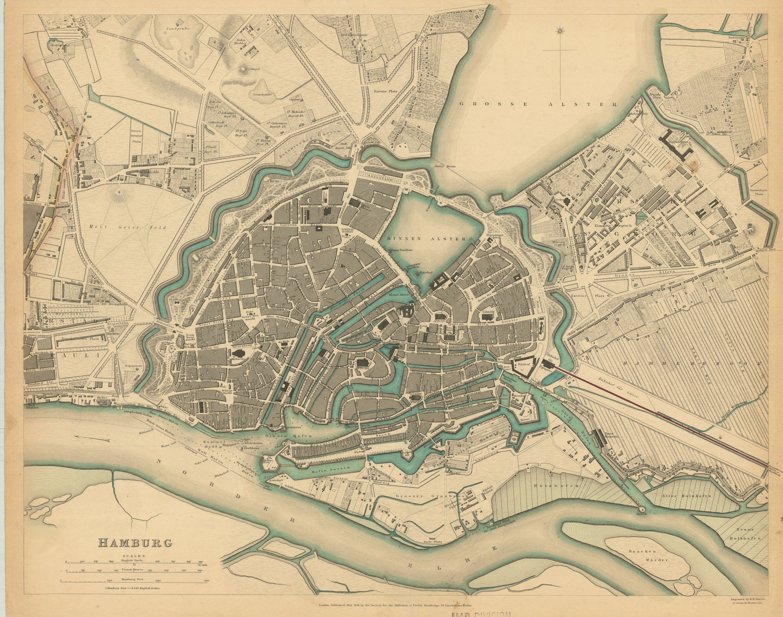 Hamburg Karte Karte von Hamburg Alte Hamburg Karte | Etsy
