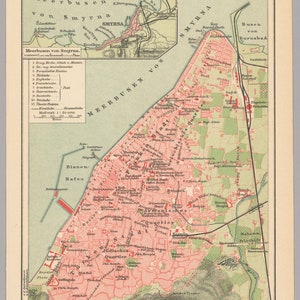 Carte d’Izmir, Carte d’Izmir, Carte d’Izmir ancienne, Carte de Smyrne, Carte de la Turquie, Carte de la Turquie, Carte rétro d’Izmir, Carte de Smyrne vintage, Carte de turquie vintage, 1909