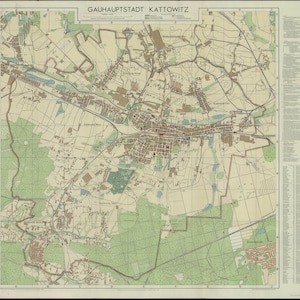 Katowice Map, Map of Katowice, Old Katowice Map, Kattowitz Map, Old Map of Kattowitz, Poland Map, War Katowice Plan, Kattowitz City 1942
