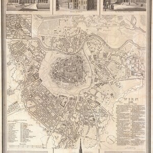 Vienna Map, Wien Map, Map of Wien, Wien Plan, Old Wien Map, Austria Map, Map of Austria, Austria Map Print, 1844