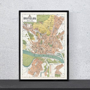 Bratislava map - Bratislava City Print - Slovakia Art - Europe map - Map of Slovakia - Map art- Slovakia map art - Vintage city map