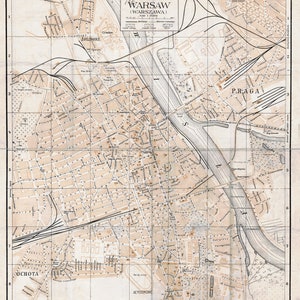 Mapa de Varsóvia, Mapa de Varsóvia, Cidade de Varsóvia, Mapa Antigo de Varsóvia, Mapa Retro de Varsóvia, Mapa Vintage de Varsóvia, Impressão de Varsóvia, História de Varsóvia, Mapa de Varsóvia, 1930