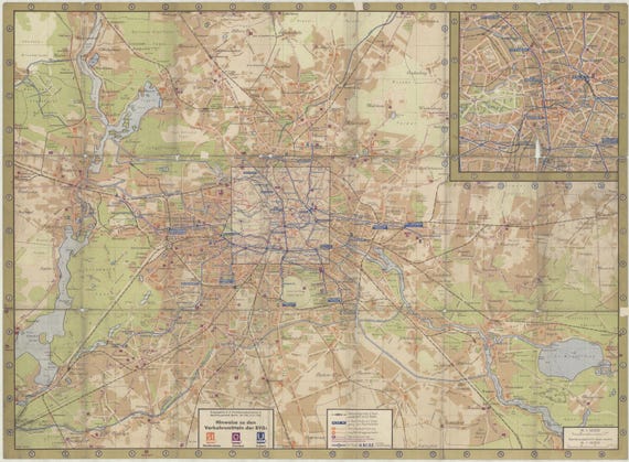 1939 Berlin Public Transport Network – Archival Map Print