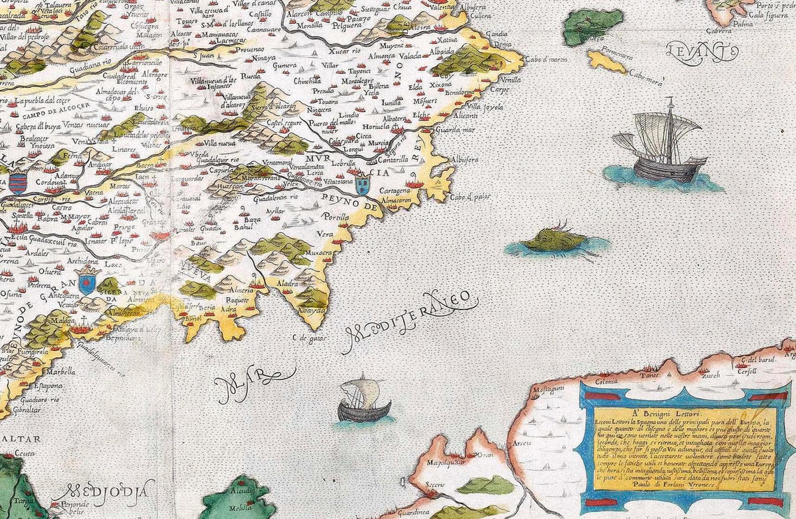 Map of Spain, Old Map of Europe, Digital Map Print, Vintage Map ...