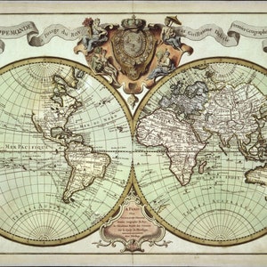 Antique World Map, Old World Map, Digital Map Print, Vintage Map, Vintage Map Print, Ancient Maps, Old Maps, Old Map Print, Antique Map 1720