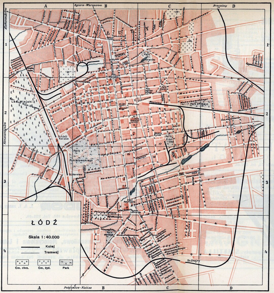 Lodz Karte, Alte Karte von Lodz, Alte Karte von Lodz, Retro Lodz Karte, Vintage Lodz Druck, Łód 