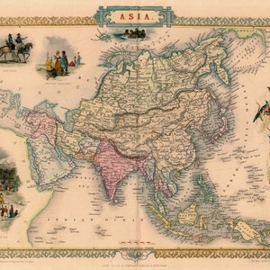 Old Map of Asia, Map of Asia, Asia Map, Vintage Map Print, Ancient Maps, Old Maps, Vintage Map, Old Map Print, Antique Map, 1851 Map