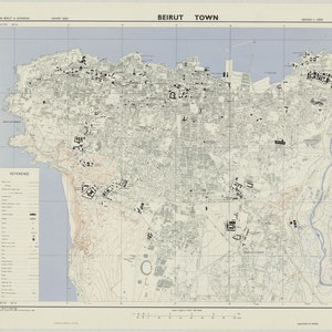 Beirut Vintage Map, Beirut Map, Beirut Map Print, Old Map of Beirut, Beirut Art, Beirut Print, Beirut Wall, Beirut Poster, Beyrouth Map