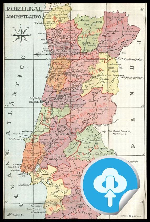 Old Map of Portugal 1912 Mapa De Portugal Vintage Map -  Israel