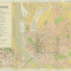 1942 Map of Riga, Riga Map, Riga Plan, Riga City Map, Riga Poster, Riga Maps, Riga City Plan, Old Riga Plan, Retro Riga Map, Vintage Riga