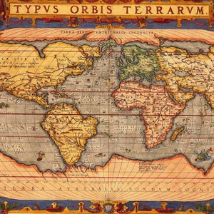 Old World Map, Digital Old World Map, Printable Download, Vintage World Map, PRINTABLE Map, Large World Map, Antique World Map, 1601 Map