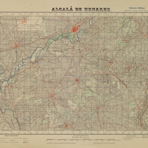 Mapa de Alcalá de Henares, Mapa de Alcalá de Henares, Ciudad de Alcalá de Henares, Mapa de España, Mapa de España, España Antigua, España Retro, Plan España, 1952