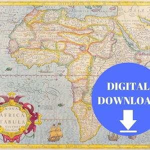 Old Map of Africa, Digital Map Print, Vintage Map, Vintage Map Print, Ancient Maps, Old Maps, Old Map Print, Antique Map, Poster Map