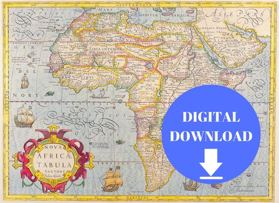Old Map Of Africa Digital Map Print Vintage Map Vintage Map Etsy
