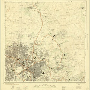 Old Map of Jerusalem Holy Land and Palestine, Jerusalem Map, Old Jerusalem Map, Vintage Map of Jerusalem, Jerusalem, Vintage Poster, Old Map