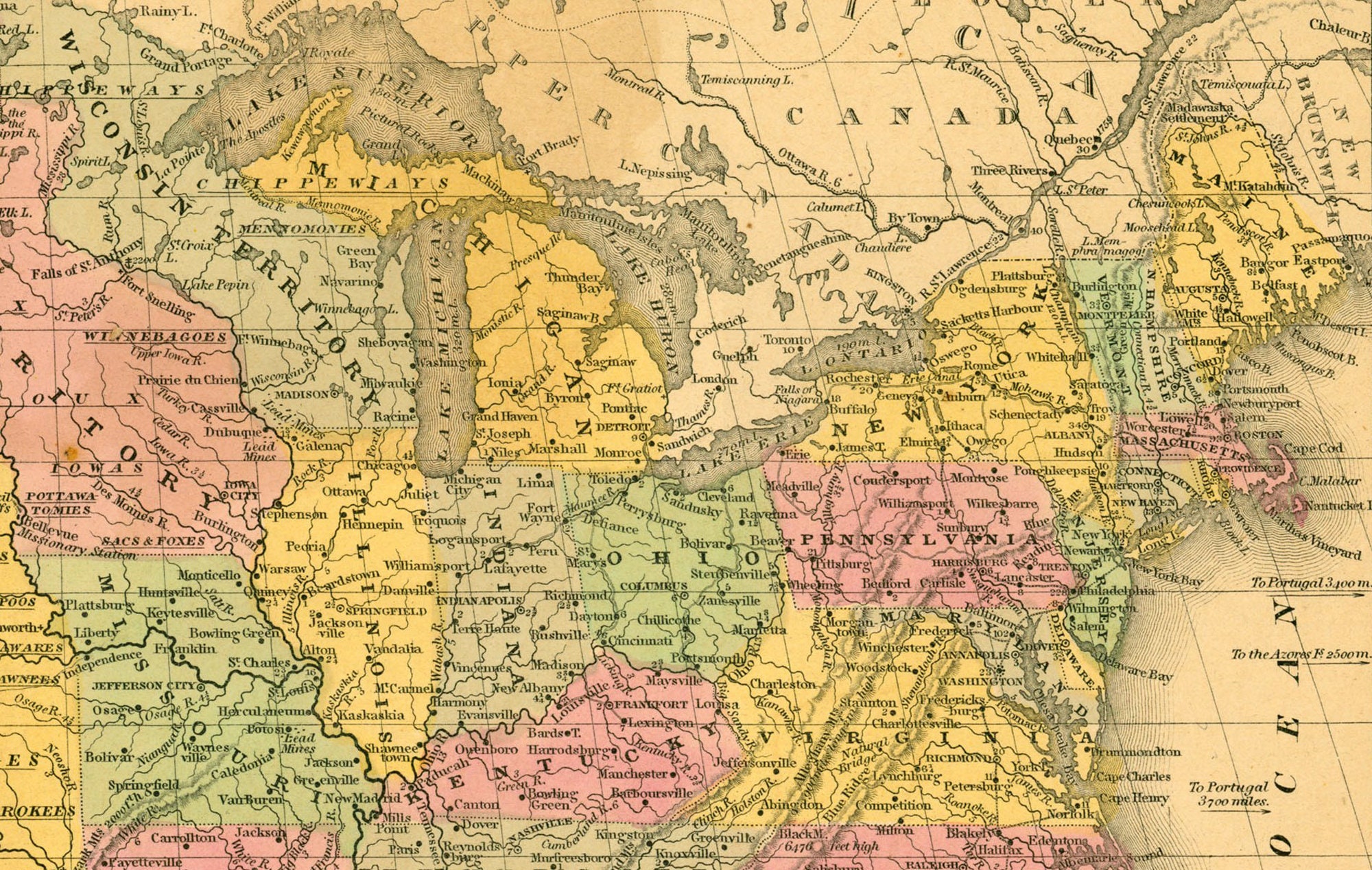 Carte Ancienne Des États-Unis 1947 – Reproduction Vintage, Prête à Encadrer