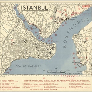 Istanbul Karte, Karte von Istanbul, Alte Istanbul, Retro Istanbul Stadt, Vintage Istanbul Karte, Istanbul Stadtplan, Türkei Karte, Karte der Türkei, 1942