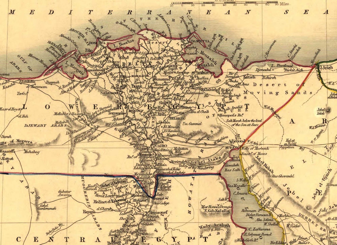 Egypte Kaart, Kaart van Egypte, Oude Kaart van Egypte, Vintage Kaart
