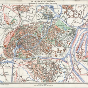 Strasbourg Map, Strasbourg Art Print, Map of France Vintage, Map of France, France Map, France Map Wall Art, France Map Printable, 1936