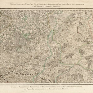 Old Map of Poland, Rizzi Zannoni, Carte de la Pologne, Part of the Voivodship of Troki and the Brandenburgian Prussia, Poland Map, 1772