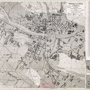 Marburg Map, Old Marburg Map, Retro Marburg Map, Vintage Marburg Map, Marburg City, Marburg City Print, Marburg City Map, Marburg Poster