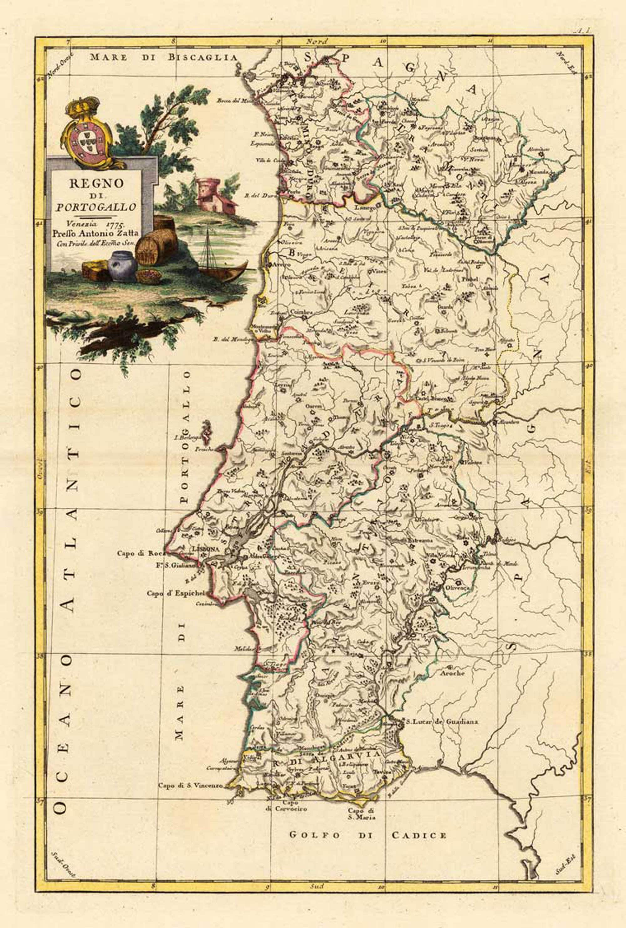 Portugal Map Map of Portugal Old World Map Digital Old 