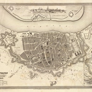 Antwerpen Map, Antwerpen Map Print Vintage, Antwerpen Map Print, Map of Antwerpen, Belgium Map, Belgium Map Poster, Vintage Europe Map, 1845
