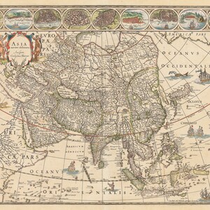 Old Map of Asia, Map of Asia, Asia Map, Vintage Map Print, Ancient Maps, Old Maps, Vintage Map, Old Map Print, Antique Map, 1635 Map