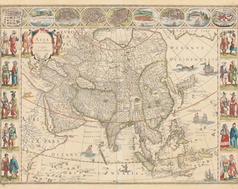 Old Map of Asia, Map of Asia, Asia Map, Vintage Map Print, Ancient Maps, Old Maps, Vintage Map, Old Map Print, Antique Map, 1635 Map
