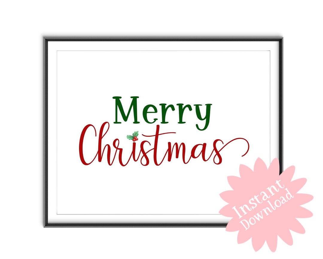 Merry Christmas Printable, Christmas Wall Art, Christmas Decor, Merry
