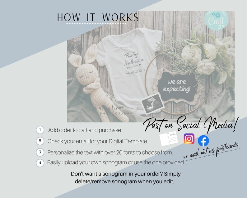 Digital Pregnancy Announcement Template for Social Media Its Etsy