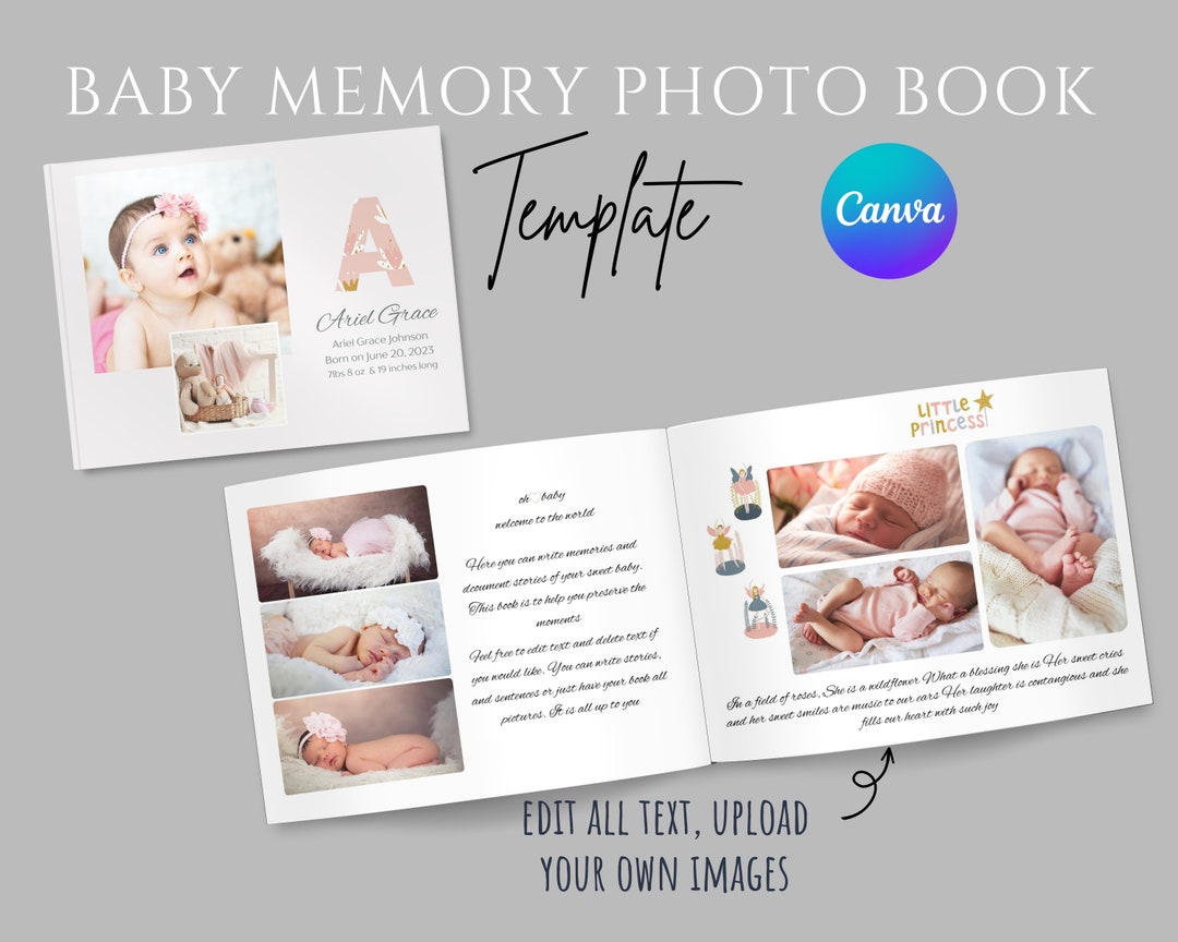 Baby Photo Book Template for Canva Baby Album Template for Etsy