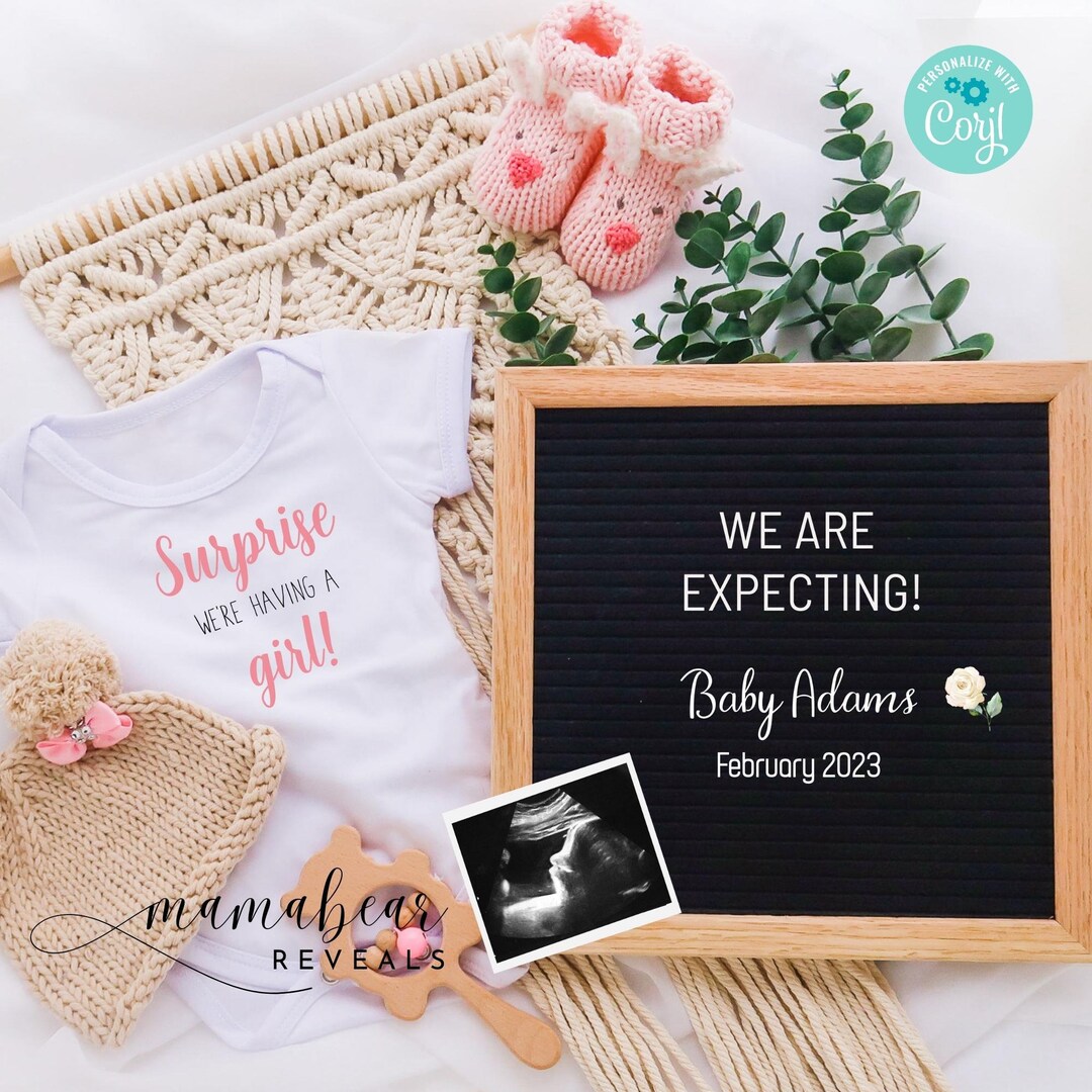 Digital Pregnancy Announcement Template for Social Media, We Are