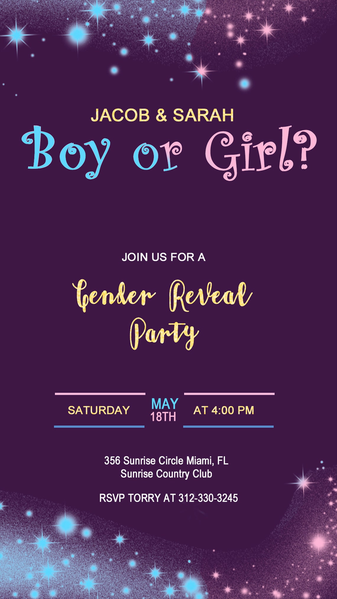 Electronic Baby Shower Invitation Invite Gender Reveal Party Etsy