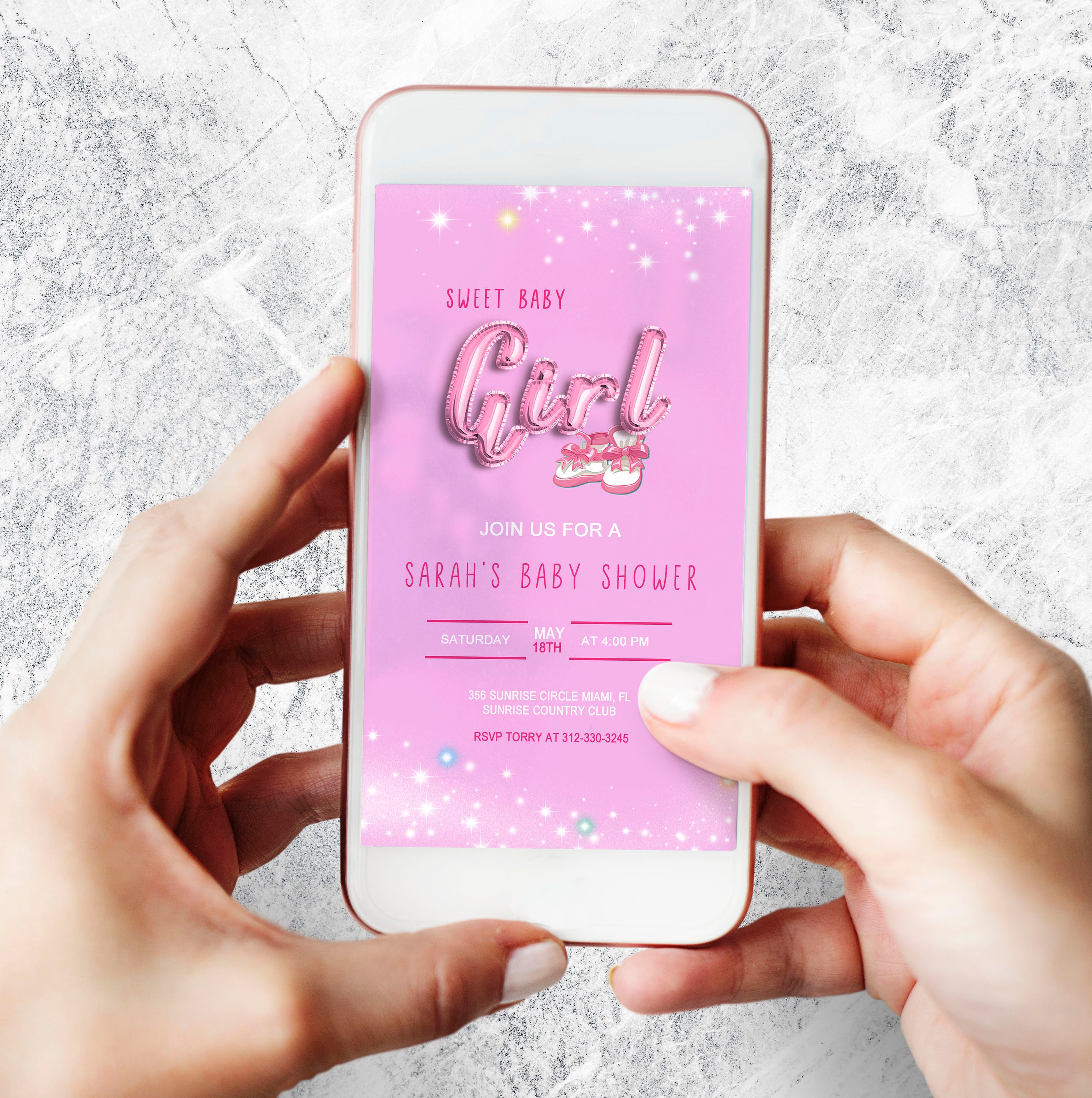 Electronic baby shower invitation Baby shower Girl Etsy