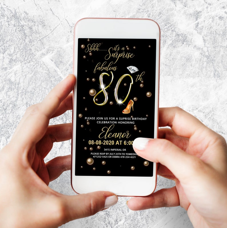 Electronic 80th Birthday Invitation 80th Birthday - Etsy