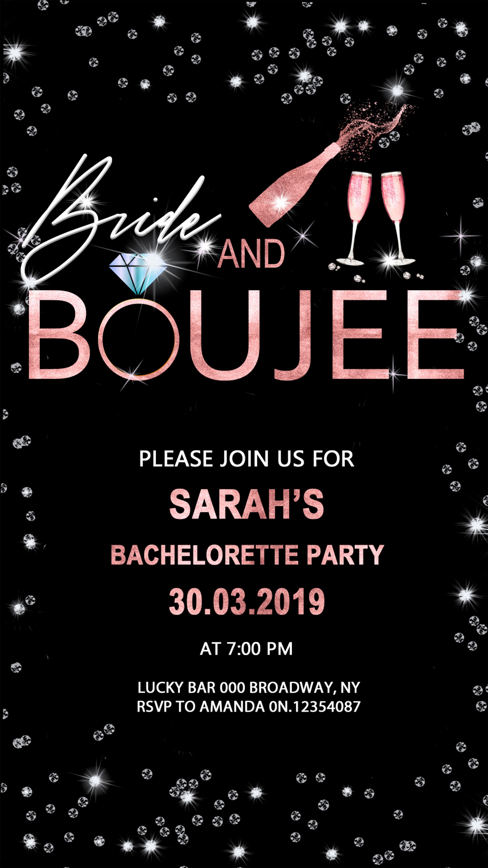 Electronic bachelorette invitation Invite Bride & Boujee Etsy