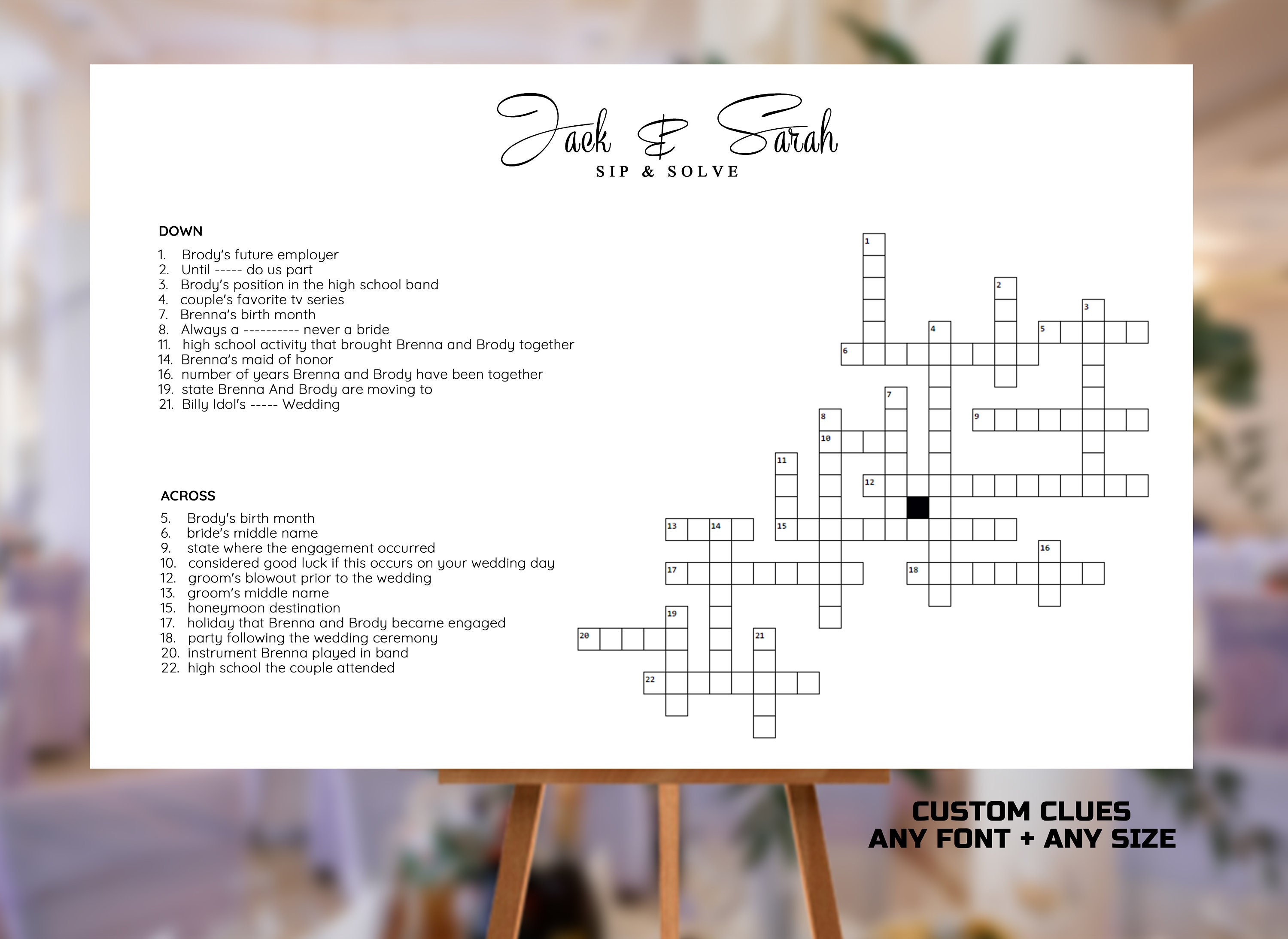 Custom Crossword Puzzle Giant Crossword Puzzle Wedding Etsy Custom Crossword Puzzle Giant Crossword Puzzle Wedding Etsy
