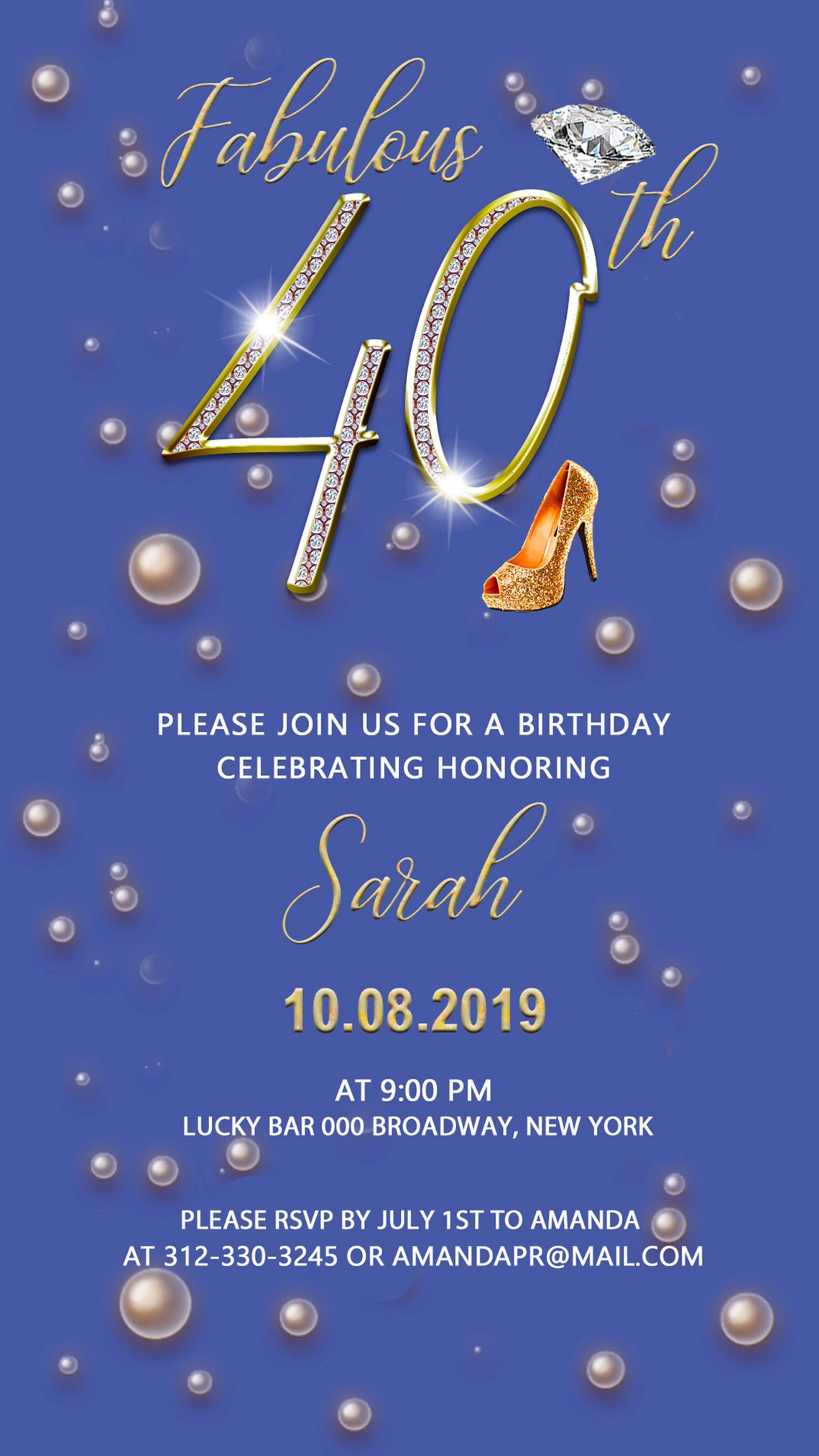 Electronic Birthday Invitation Invite 40th Birthday 50th Etsy