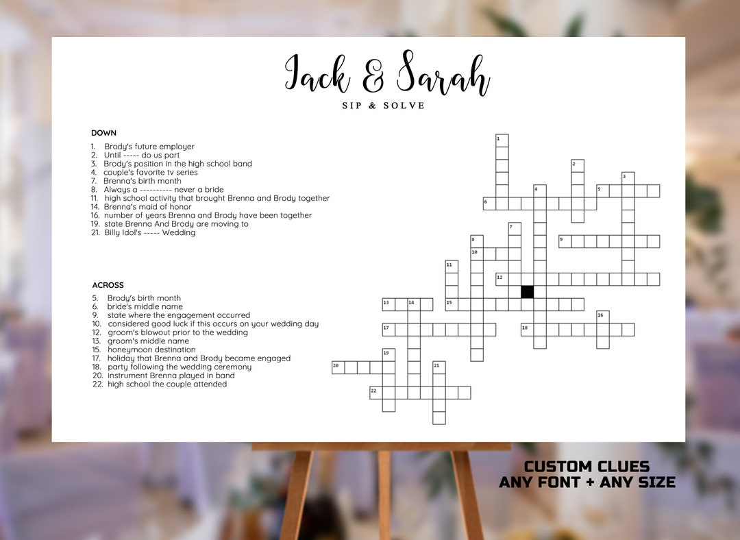 Custom Crossword Puzzle Giant Crossword Puzzle Wedding Etsy Custom Crossword Puzzle Giant Crossword Puzzle Wedding Etsy