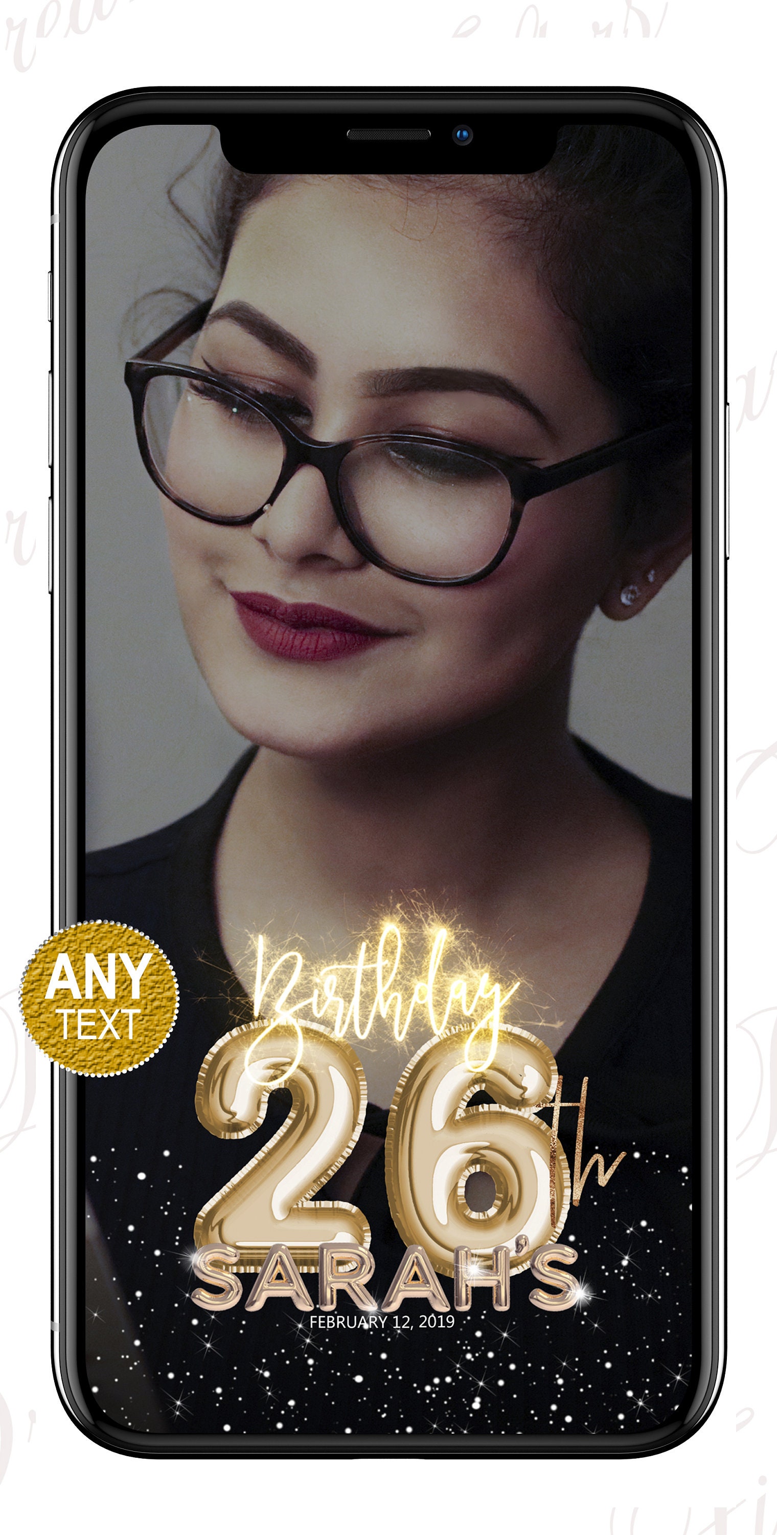 Gold Birthday Snapchat Filter Glitter Birthday Filter 26th Etsy