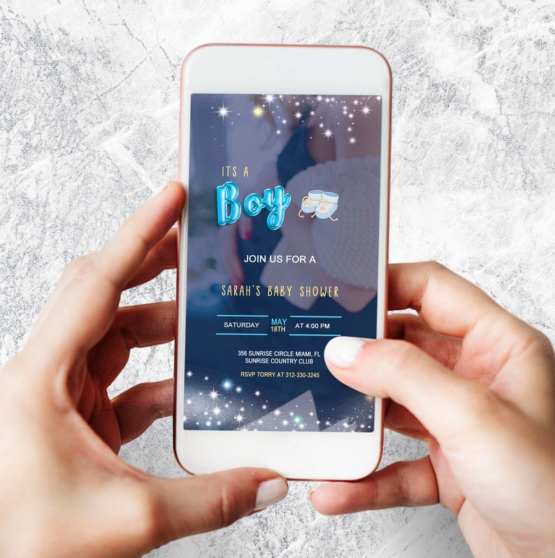 Electronic Baby Shower Invitationbaby Shower Boy Invitation Etsy