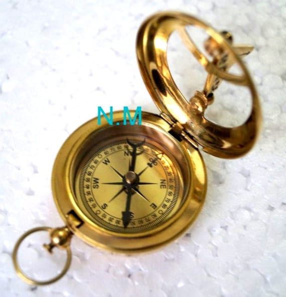 Nautical Vintage Maritime 2/" Brass push Button Working Directional Compass