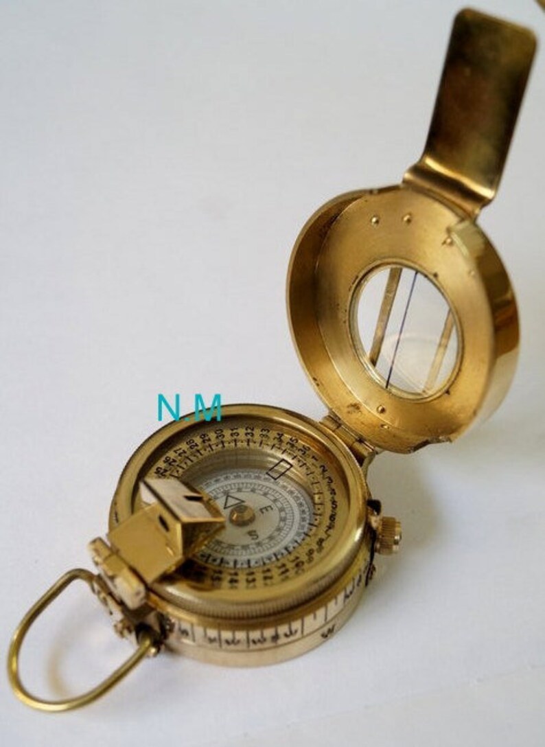 Military British Prismatic Compass Antique Solid Brass Vintage Pocket