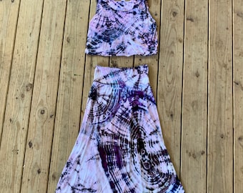 Tie Dye Crop Top and Skirt Set